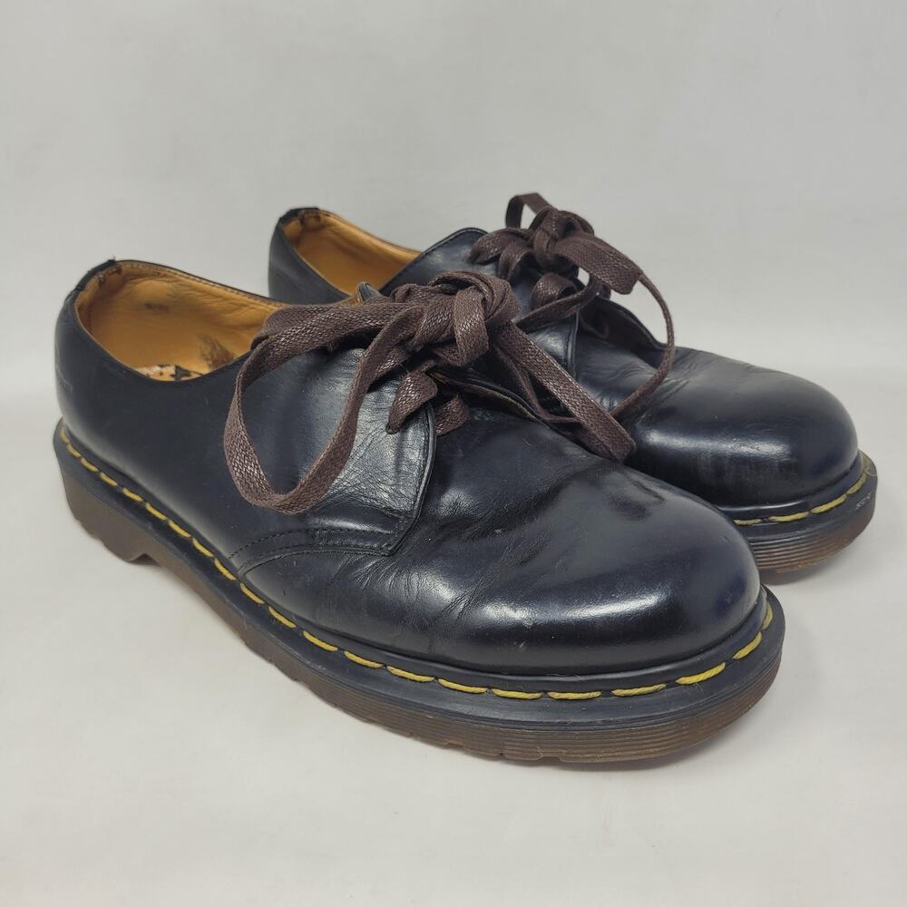 Vintage Dr. Martens Shoes Womens 10 Black Leather England Lace Up Oxfords 1461 - Picture 1 of 13